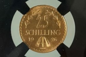 25 Schilling Gold 1926 - CCG MS 65 Top Pop (Neuwertig)