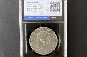5 Perpera - 1912 Montenegro - CCG XF 40 - Preis &euro; 450,-