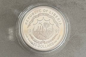 5 Oz Silber - 20 Dollars aus 1997 Liberia in Polierter Platte und nur 1.000 St&uuml;ck Auflage weltweit! Preis &euro; 290,- (i. K.)