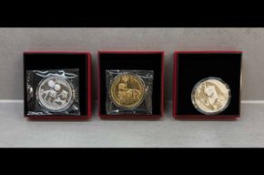 China Panda 2x 1 Unze Silber + 1x Kupfer vergoldet 2025 (World Money Fair 2025)