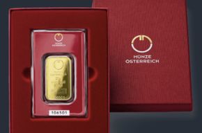 Etui f&uuml;r Goldbarren von 1g bis 100g Preis &euro; 10,- (Musterbild mit Barren)